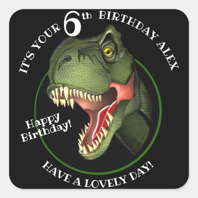 Cute Scary Dinosaur Square Sticker (Front)