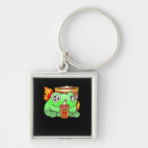 Cute Scary Frog Pumpkin Spice Latte Season Key Ring