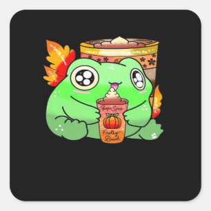Cute Scary Frog Pumpkin Spice Latte Season Square Sticker