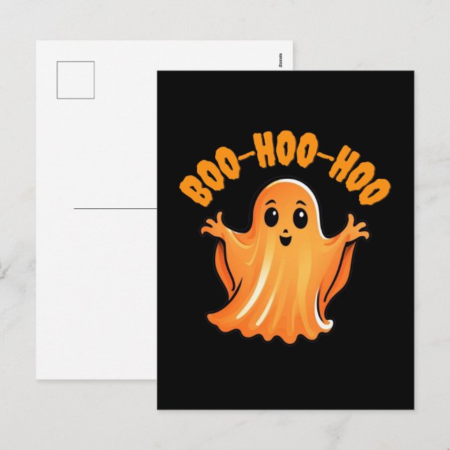 Cute Scary Halloween Ghost Holiday Postcard (Front/Back)