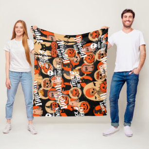  Cute & Scary Halloween Spooky vibes  Fleece Blanket
