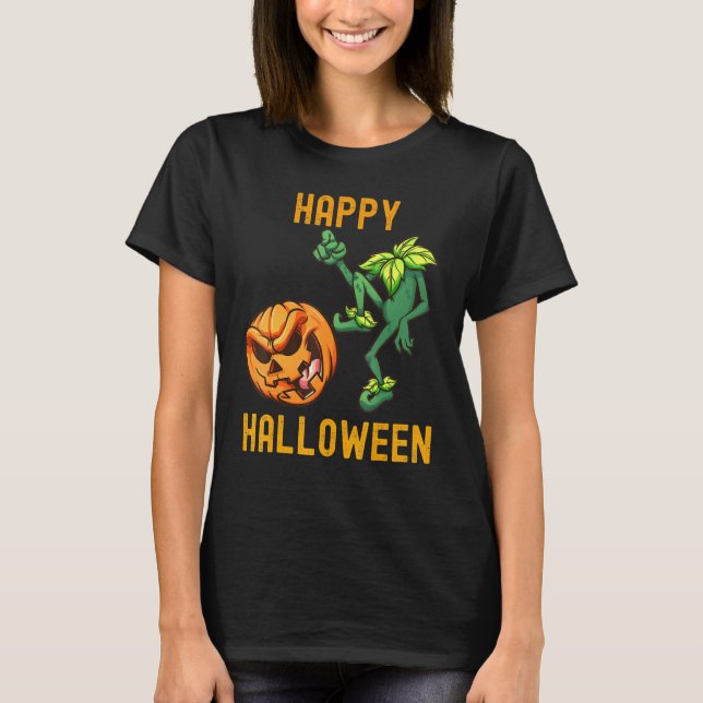 Cute Scary Headless Pumpkin Halloween Costume Tee (Front)
