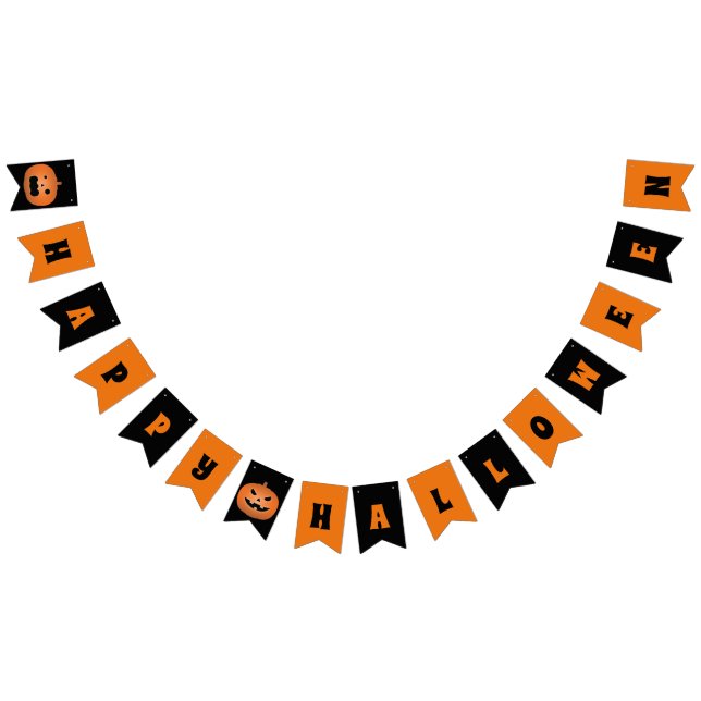 Cute Scary Jack O Lantern Pumpkin Halloween Party Bunting (All)