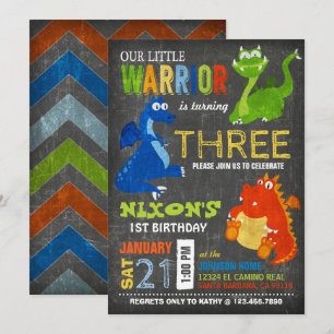 Cute Scary Little Dragons Birthday Invitation