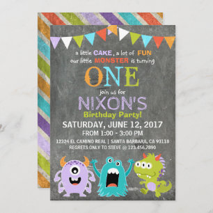 Cute Scary Little Monsters Birthday Invitation