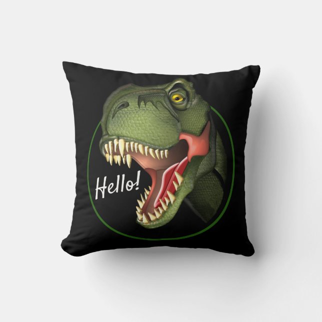 Cute Scary T-Rex Dinosaur Cushion (Front)