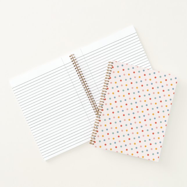 Cute Scattered Mini Polka Dots Muted Terrazzo Spec Notebook (Inside)