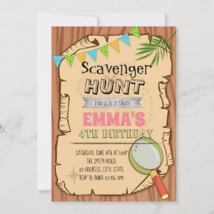 Cute scavenger theme invitation