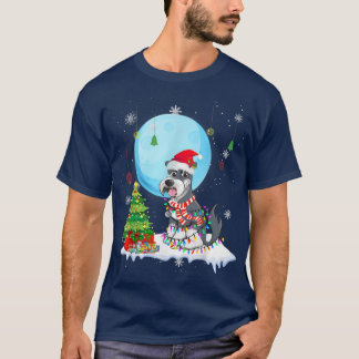 Cute Schnauzer Christmas Dog Lights Lover Tee 