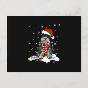 cute schnauzer christmas lights with santa hat gif announcement postcard