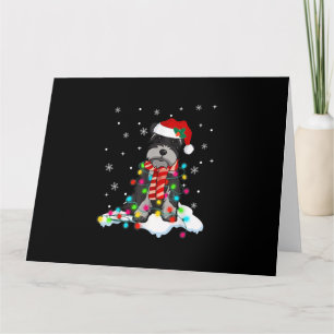 cute schnauzer christmas lights with santa hat gif card