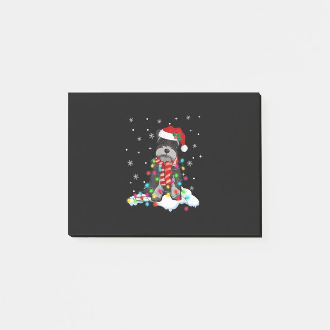 cute schnauzer christmas lights with santa hat gif post-it notes (Front)