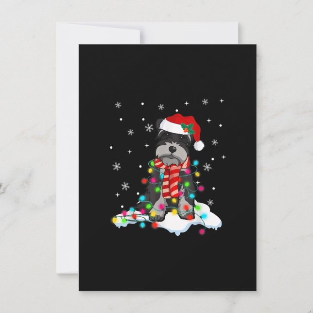 cute schnauzer christmas lights with santa hat gif thank you card (Front)