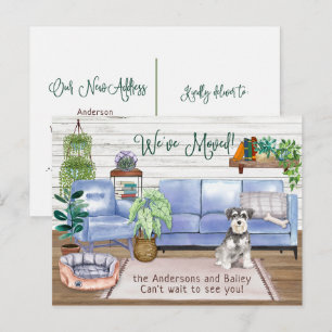 Cute Schnauzer Cosy New Home Moving     Announcement Postcard