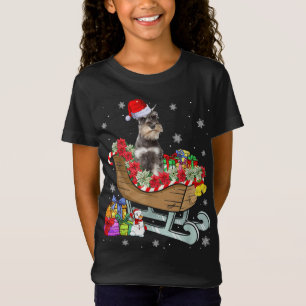 Cute Schnauzer Dog Christmas Santa Hat Xmas Puppy T-Shirt