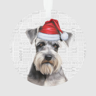 Cute Schnauzer Dog Holiday Christmas Photo Ornament