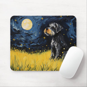 Cute Schnauzer Dog Starry Night Mouse Mat