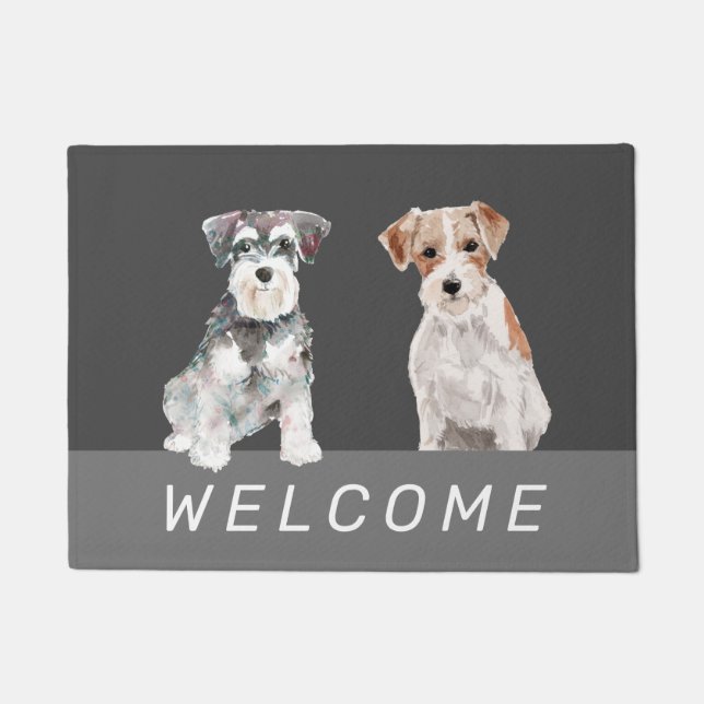 Cute Schnauzer dogs watercolors Doormat (Front)