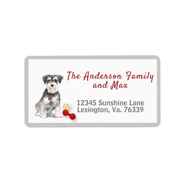 Cute Schnauzer Toys Family Return Address  Label (Front)