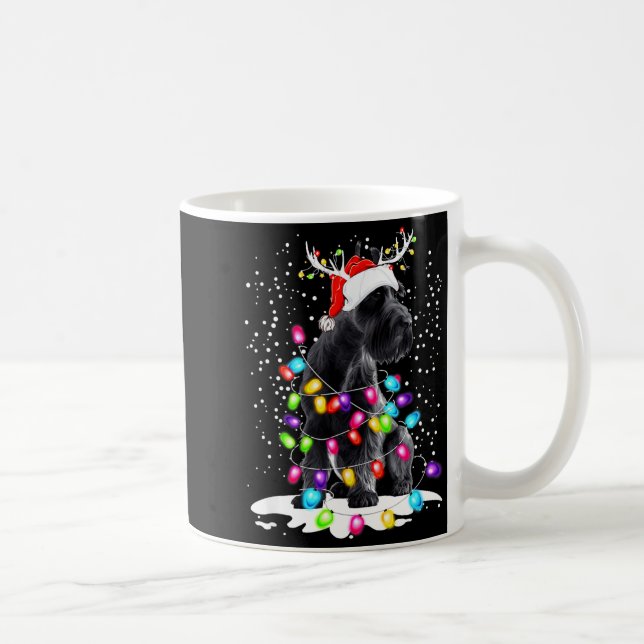 Cute Schnauzer With Christmas Lights  Coffee Mug (Right)