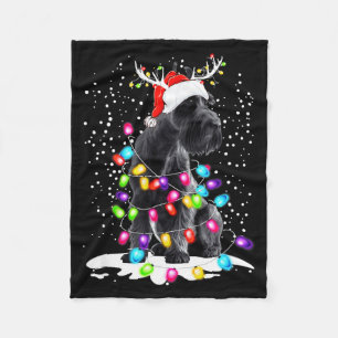 Cute Schnauzer With Christmas Lights  Fleece Blanket