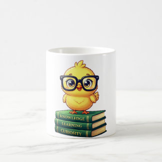Cute Scholar Chick Reading Books Coffee Mug