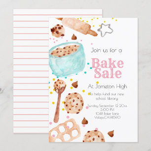 Cute school bake sale baking invitation