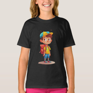 Cute School Boy T-Shirt for Kids – Happy Backpack 