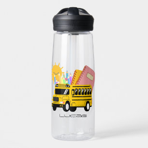 Cute School bus back to school Personalised name Water Bottle