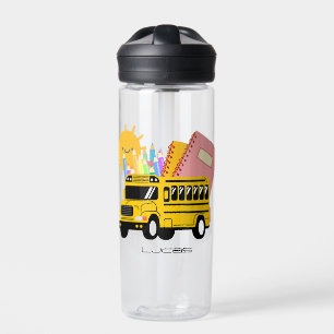 Cute School bus back to school Personalised name   Water Bottle