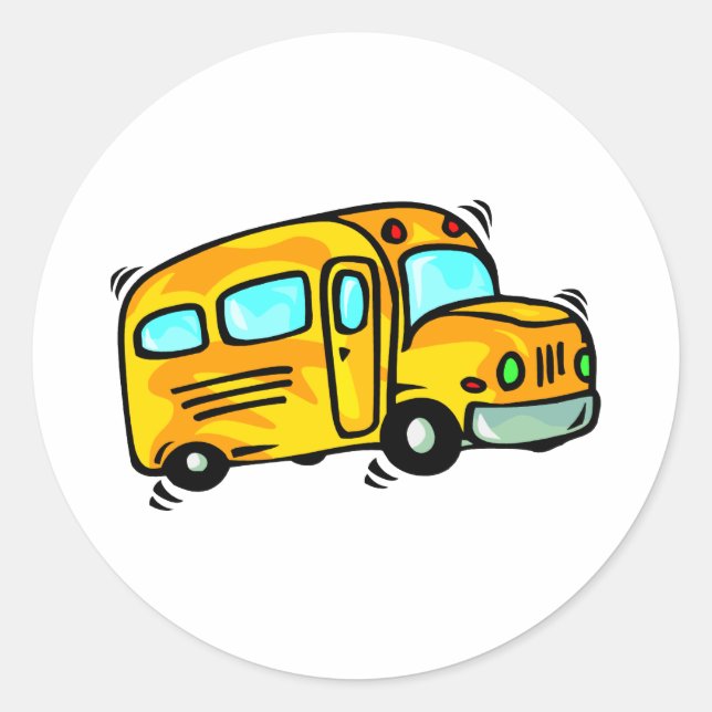 Cute School Bus Classic Round Sticker (Front)