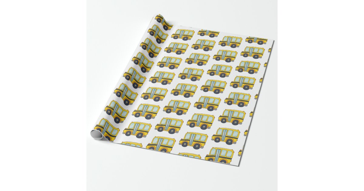 Cute School Bus Design Wrapping Paper | Zazzle