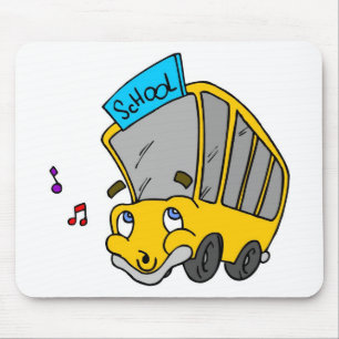 Cute School Bus Drawing Happy Face Mouse Mat