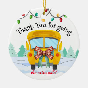 Cute School Bus Driver Thank You Gift Christmas Ceramic Tree Decoration