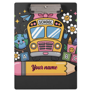 Cute School Bus Fun Back to School Education Kid Clipboard