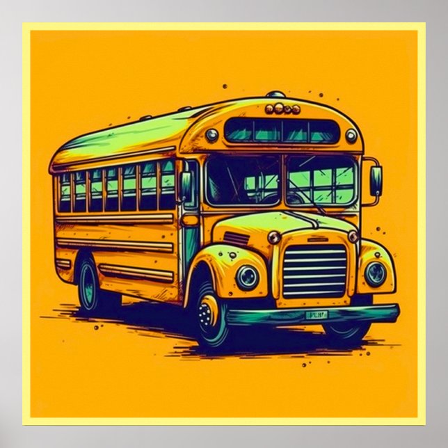 Cute School Bus  Poster (Front)