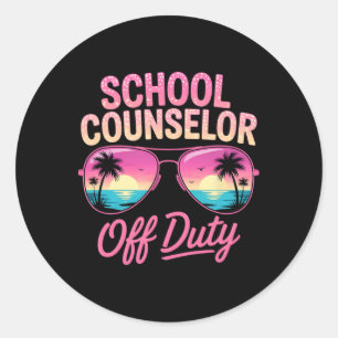 Cute School Counselor Off Duty Vacation Mom Beach Classic Round Sticker