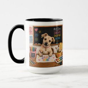 Cute School Dog Painting Watercolor Illustration Mug