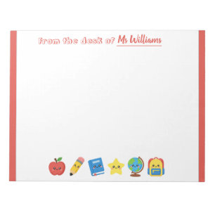 Cute School Icons Personalised Teacher Notepad