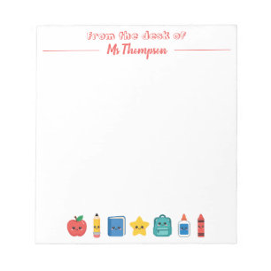 Cute School Icons Personalised Teacher Notepad