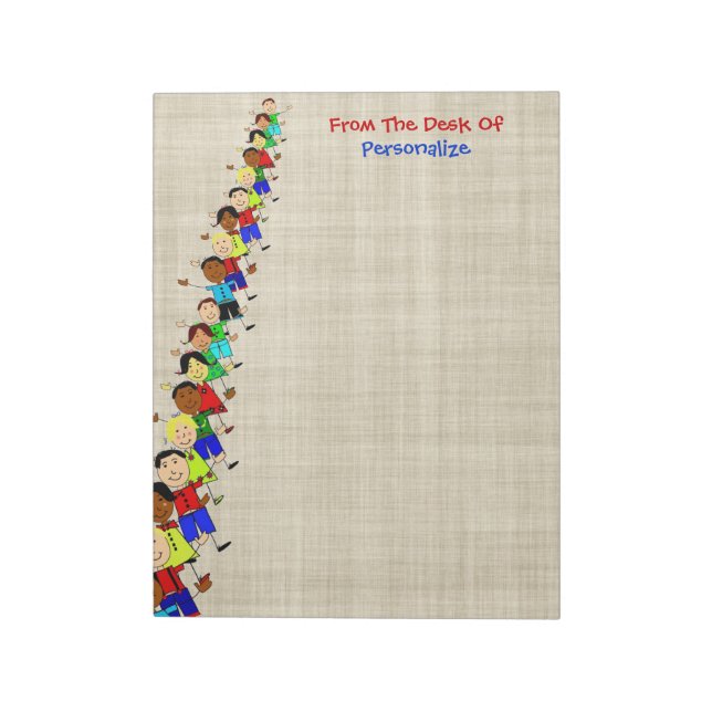 Cute School Kids Illustration For Teachers Notepad (Rotated)