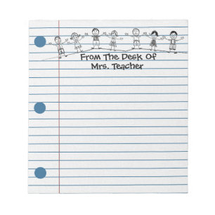 Cute School Kids Illustration For Teachers Notepad