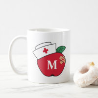 Cute School Nurse Apple Monogram