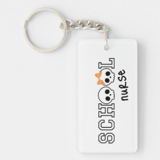 Cute School Nurse Halloween Spooky Skull Key Ring