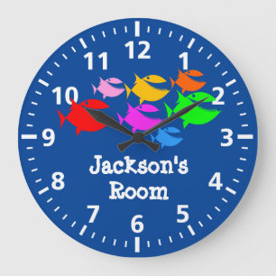 Cute School of Fish Personalise Large Clock