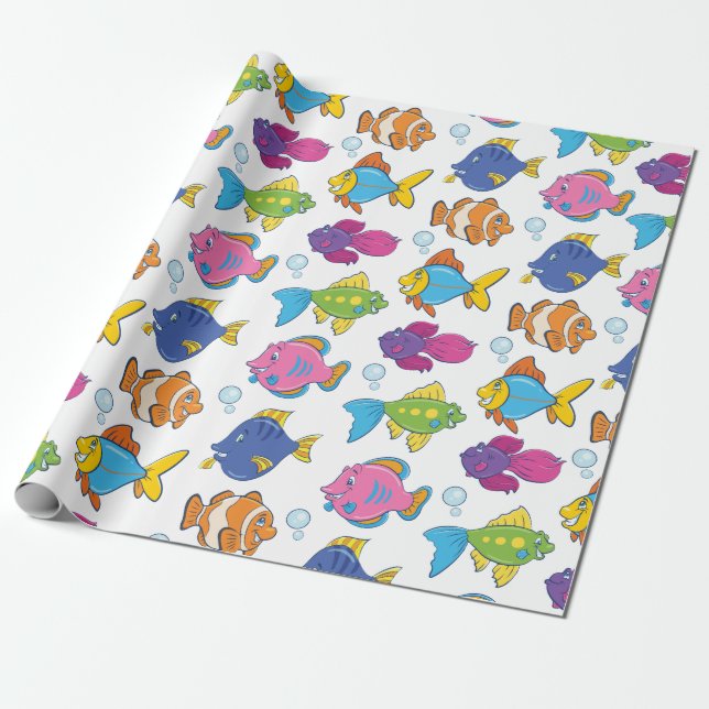 Cute School of Fish Wrapping Paper (Unrolled)