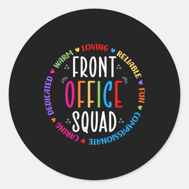 Cute School Secretary Admin Appreciation Front Off Classic Round Sticker (Front)