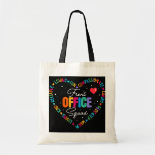 Cute School Secretary Admin Appreciation Front Tote Bag