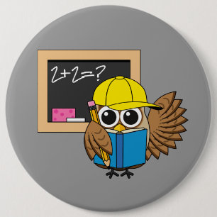Cute School Student Owl Cartoon 6 Cm Round Badge