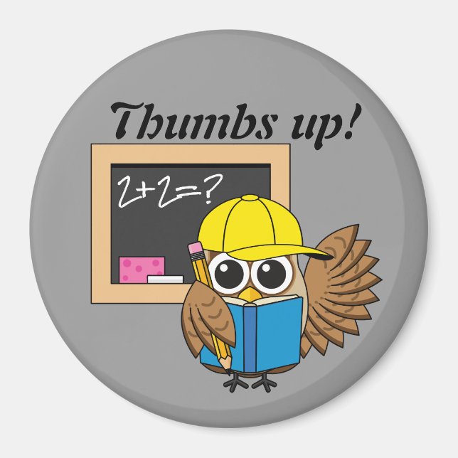 Cute School Student Owl Cartoon | Add Text Magnet (Front)